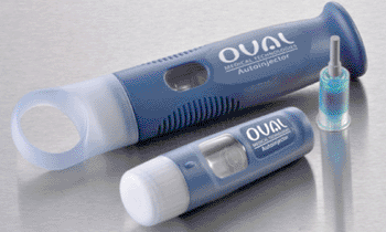 Imagen: El dispositivo de autoinyección Oval Medical (Fotografía cortesía de Oval Medical Technologies). Imagen: El dispositivo de autoinyección Oval Medical (Fotografía cortesía de Oval Medical Technologies).